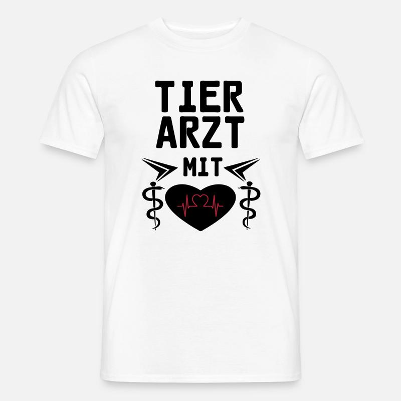 Tierarzt mit Herz Geschenk - Männer T-Shirt - Weiß