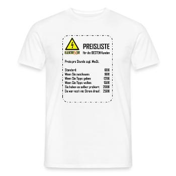 ElektriXer Preisliste (schwarz) - Männer T-Shirt - Weiß - Vorne - AI Model Male 178 dark (178cm)
