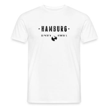 Hamburg Coordonnées Géographiques Stylisées - T-shirt homme - blanc - Devant - AI Model Male 178 dark (178cm)