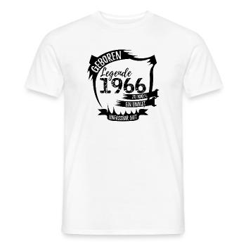 T-Shirt Geburtsjahr 1966 - Legende Unikat - Männer T-Shirt - Weiß - Vorne - AI Model Male 178 dark (178cm)