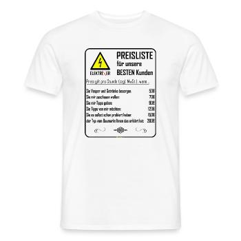 ElektriXer Preisliste (schwarz) V2 - Männer T-Shirt - Weiß - Vorne - AI Model Male 178 dark (178cm)