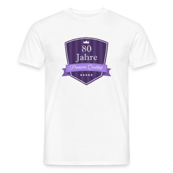 Premium 80 lila - Männer T-Shirt - Weiß - Vorne - AI Model Male 178 dark (178cm)