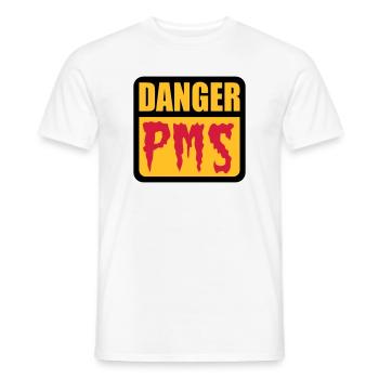Danger PMS | Prämenstruelles Syndrom | - Men's T-Shirt - white - Front - AI Model Male 178 dark (178cm)
