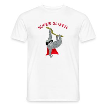 super sloth sloth chill sleep slow nerd lazy - Men's T-Shirt - white - Front - AI Model Male 178 dark (178cm)