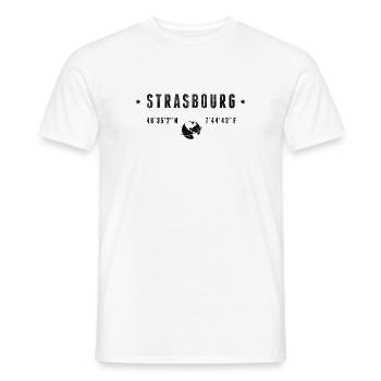 Strasbourg Coordonnées Géographiques Stylisées - T-shirt homme - blanc - Devant - AI Model Male 178 dark (178cm)