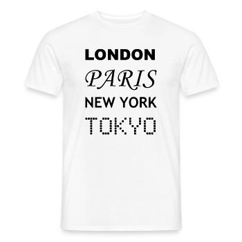 Londres, Paris, New York, Tokyo - T-shirt homme - blanc - Devant - AI Model Male 178 dark (178cm)