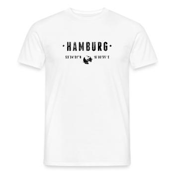 Hamburg Coordonnées Géographiques Stylisées - T-shirt homme - blanc - Devant - AI Model Male 178 dark (178cm)
