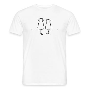 cute cats cat love friendship - Men's T-Shirt - white - Front - AI Model Male 178 dark (178cm)