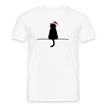 dreamy christmas cat cat christmas - Men's T-Shirt - white - Front - AI Model Male 178 dark (178cm)