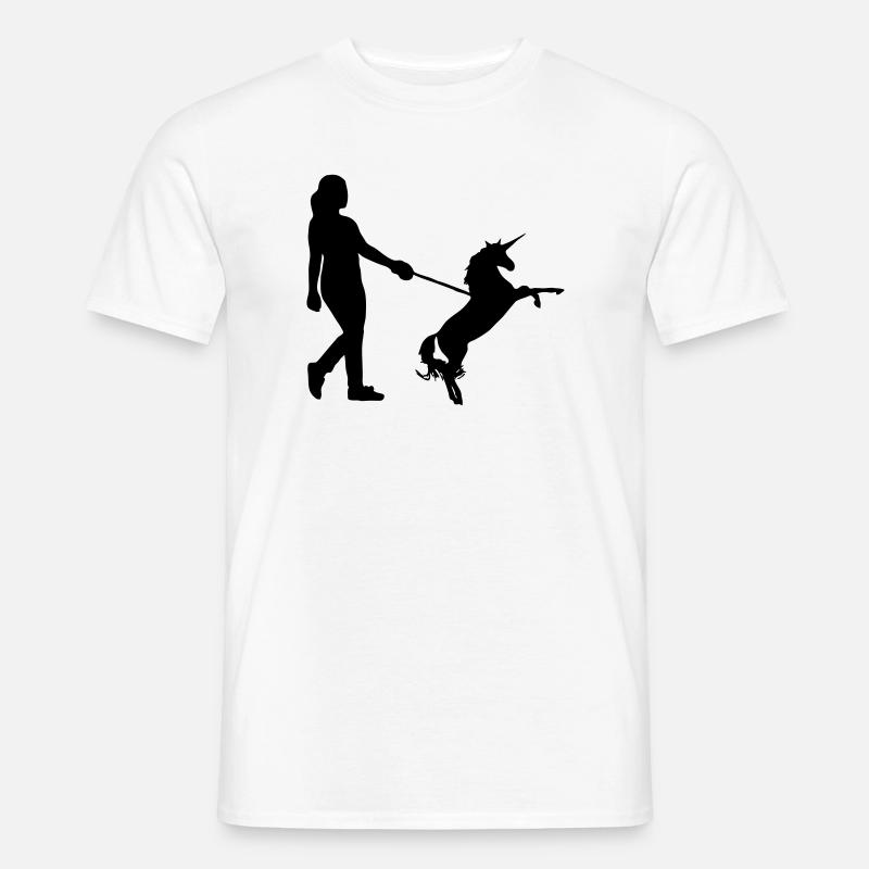 Einhorn Gassi - Einhörner, Haustier, Geschenk - Männer T-Shirt - Weiß