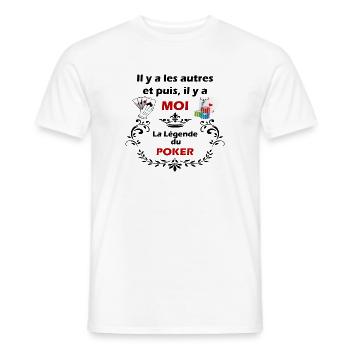 LA LEGENDE DU POKER - T-shirt homme - blanc - Devant - AI Model Male 178 dark (178cm)