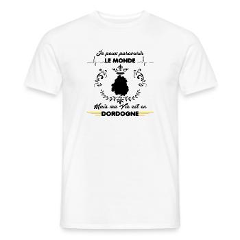 MA VIE EST EN DORDOGNE - T-shirt homme - blanc - Devant - AI Model Male 178 dark (178cm)