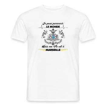 MA VIE EST A MARSEILLE - T-shirt homme - blanc - Devant - AI Model Male 178 dark (178cm)