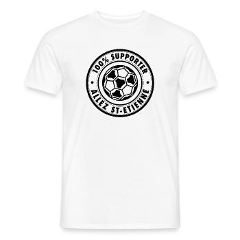 100 Prozent ST-ETIENNE SUPPORTER - Männer T-Shirt - Weiß - Vorne - AI Model Male 178 dark (178cm)
