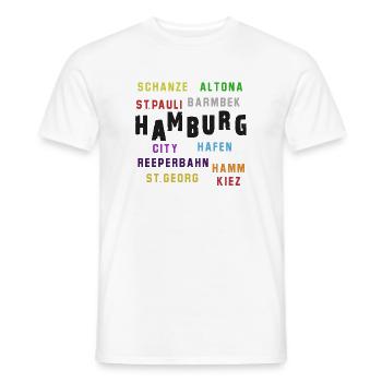 Hamburg Quarter Typo Collage - Men's T-Shirt - white - Front - AI Model Male 178 dark (178cm)