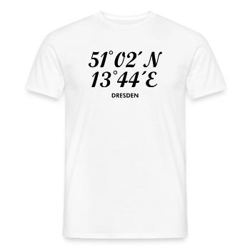 Dresden Koordinaten - Männer T-Shirt - Weiß - Vorne - AI Model Male 178 dark (178cm)