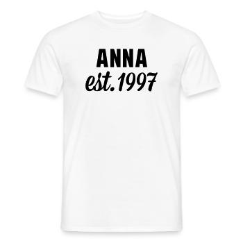 Anna est 1997 - Männer T-Shirt - Weiß - Vorne - AI Model Male 178 dark (178cm)