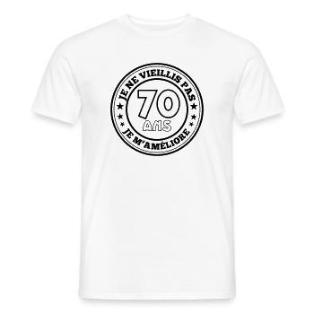70 ans je ne vieillis pas je m'améliore - T-shirt homme - blanc - Devant - AI Model Male 178 dark (178cm)