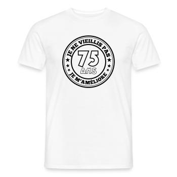 75 ans je ne vieillis pas je m'améliore - T-shirt homme - blanc - Devant - AI Model Male 178 dark (178cm)