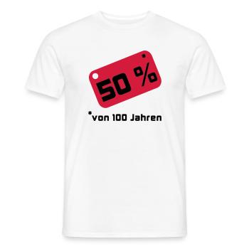 50% ... 100 years - Men's T-Shirt - white - Front - AI Model Male 178 dark (178cm)