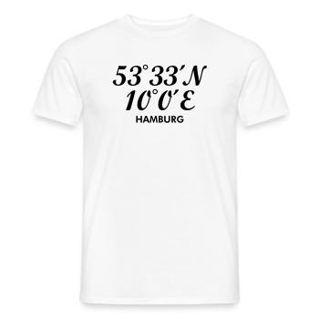 Hamburger Koordinaten von Hamburg - Männer T-Shirt - Weiß - Vorne - AI Model Male 178 dark (178cm)