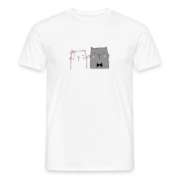 Cadeau de mariage du couple de chats - T-shirt homme - blanc - Devant - AI Model Male 178 dark (178cm)