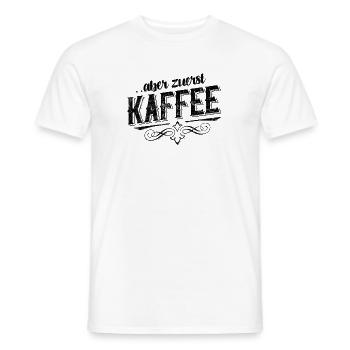Kaffee | Morgenmuffel Montag Arbeit Bürohumor - Männer T-Shirt - Weiß - Vorne - AI Model Male 178 dark (178cm)