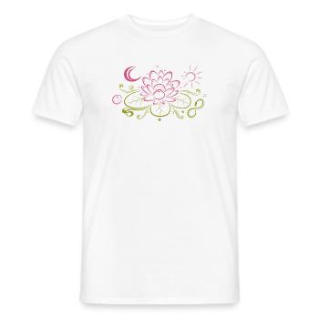 Lotus avec lune, Yin Yang et soleil, infinity - T-shirt homme - blanc - Devant - AI Model Male 178 dark (178cm)