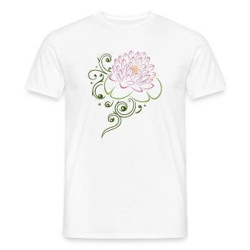 Lotusblüte mit Seerosenblättern. Lotus. - Männer T-Shirt - Weiß - Vorne - AI Model Male 178 dark (178cm)