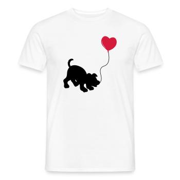 hund mit Luftballon - herz doglover - Kindermotiv - Männer T-Shirt - Weiß - Vorne - AI Model Male 178 dark (178cm)