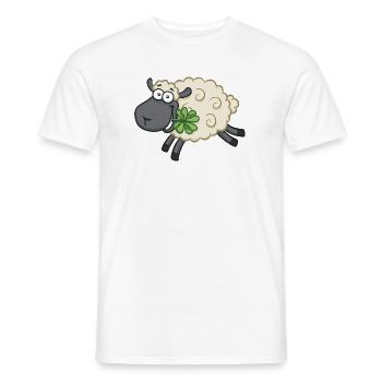 Agneau chanceux avec trèfle - Mouton chanceux - T-shirt homme - blanc - Devant - AI Model Male 178 dark (178cm)
