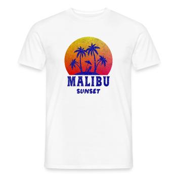 Malibu Sunset / Californie / Cadeau / Rétro - T-shirt homme - blanc - Devant - AI Model Male 178 dark (178cm)