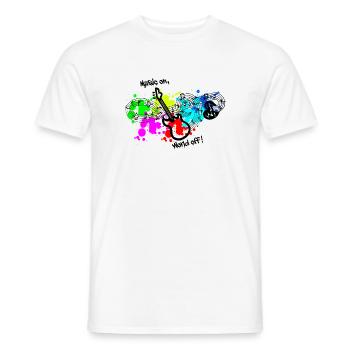 Musique, musique toujours et partout, faire de la musique - T-shirt homme - blanc - Devant - AI Model Male 178 dark (178cm)