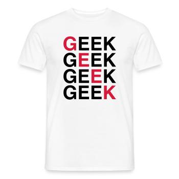 Geek! - Männer T-Shirt - Weiß - Vorne - AI Model Male 178 dark (178cm)
