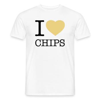 I LOVE CHIPS - T-shirt homme - blanc - Devant - AI Model Male 178 dark (178cm)