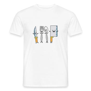 Enfant motif danse coutellerie couverts de la chemise des enfants - T-shirt homme - blanc - Devant - AI Model Male 178 dark (178cm)