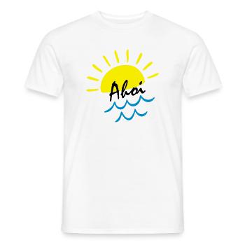 Summer Vibes: Sun over Sea Waves - Men's T-Shirt - white - Front - AI Model Male 178 dark (178cm)