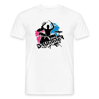 Ein Schlagzeuger und sein Schlagzeug - Männer T-Shirt - Weiß - Vorne - AI Model Male 178 dark (178cm)