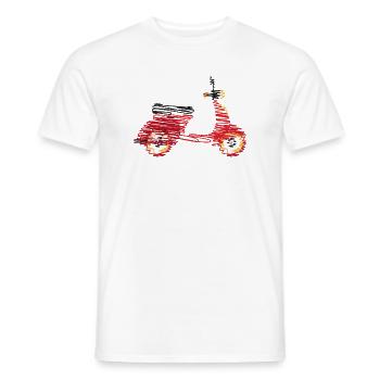 Scooter rétro – Dessin abstrait en gribouillis - T-shirt homme - blanc - Devant - AI Model Male 178 dark (178cm)