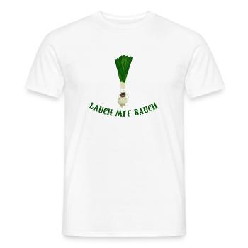 Poireau avec ventre dessin animé - T-shirt homme - blanc - Devant - AI Model Male 178 dark (178cm)