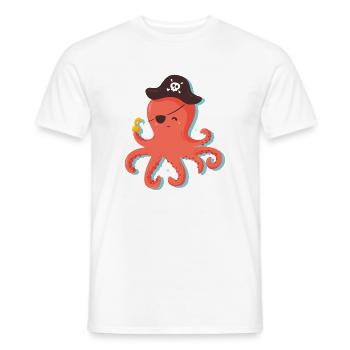 Pirate Octopus T-Shirt / A Pirate Squid - Men's T-Shirt - white - Front - AI Model Male 178 dark (178cm)