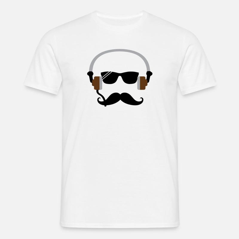 Kopfhörer Minimalist mit Bart - Männer T-Shirt - Weiß