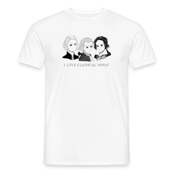 Bach - Mozart - Beethoven en chibi - T-shirt homme - blanc - Devant - AI Model Male 178 dark (178cm)