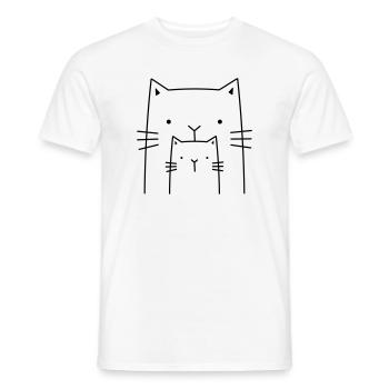 2 chats - cadeau de dessin pour les propriétaires de chat - T-shirt homme - blanc - Devant - AI Model Male 178 dark (178cm)