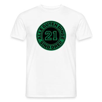 Trisomie 21 | Alle guten Dinge sind drei - Männer T-Shirt - Weiß - Vorne - AI Model Male 178 dark (178cm)