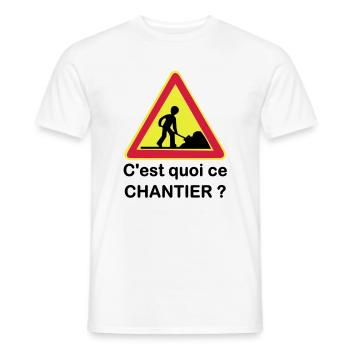 C'est quoi ce chantier ? - T-shirt homme - blanc - Devant - AI Model Male 178 dark (178cm)