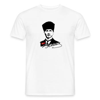 Ataturk Silhouette with Turkish Flag - Men's T-Shirt - white - Front - AI Model Male 178 dark (178cm)