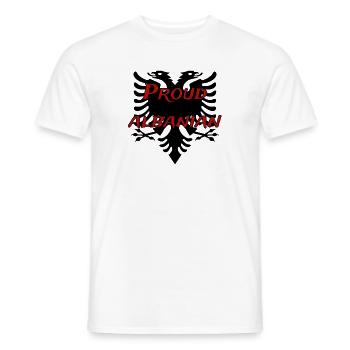 Albanien Flagge "Proud Albanian" - Männer T-Shirt - Weiß - Vorne - AI Model Male 178 dark (178cm)