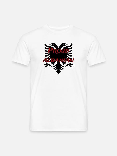 Albanien Flagge "Proud Albanian" - Männer T-Shirt - Weiß