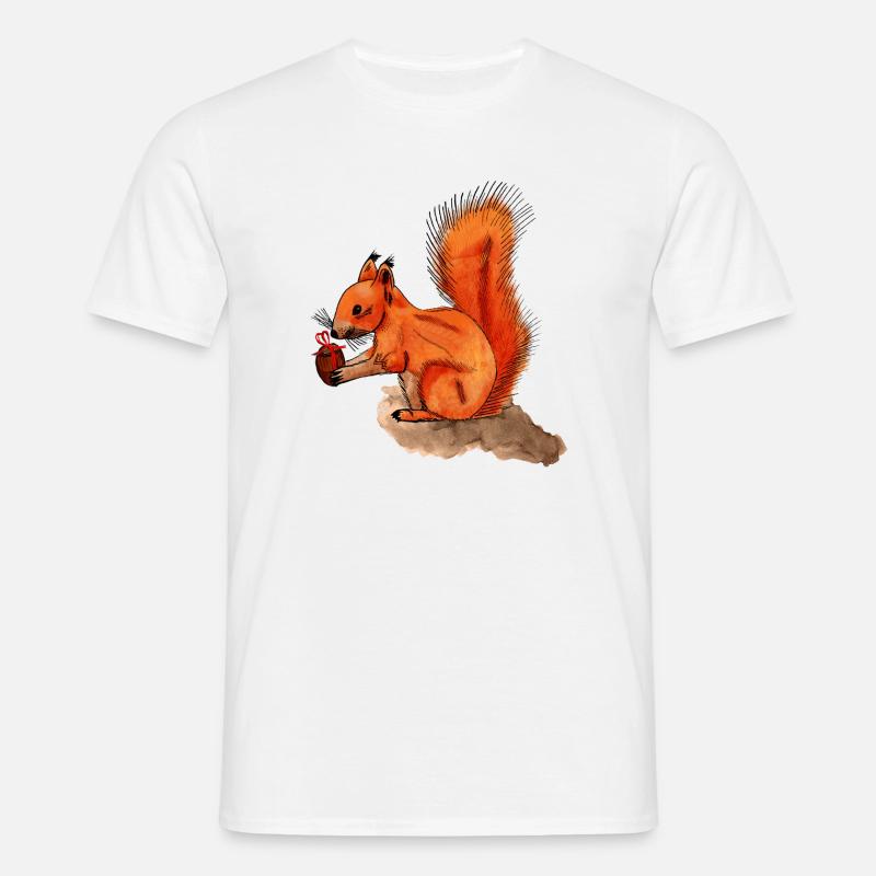 Eichhörnchen mit Geschenk - Männer T-Shirt - Weiß